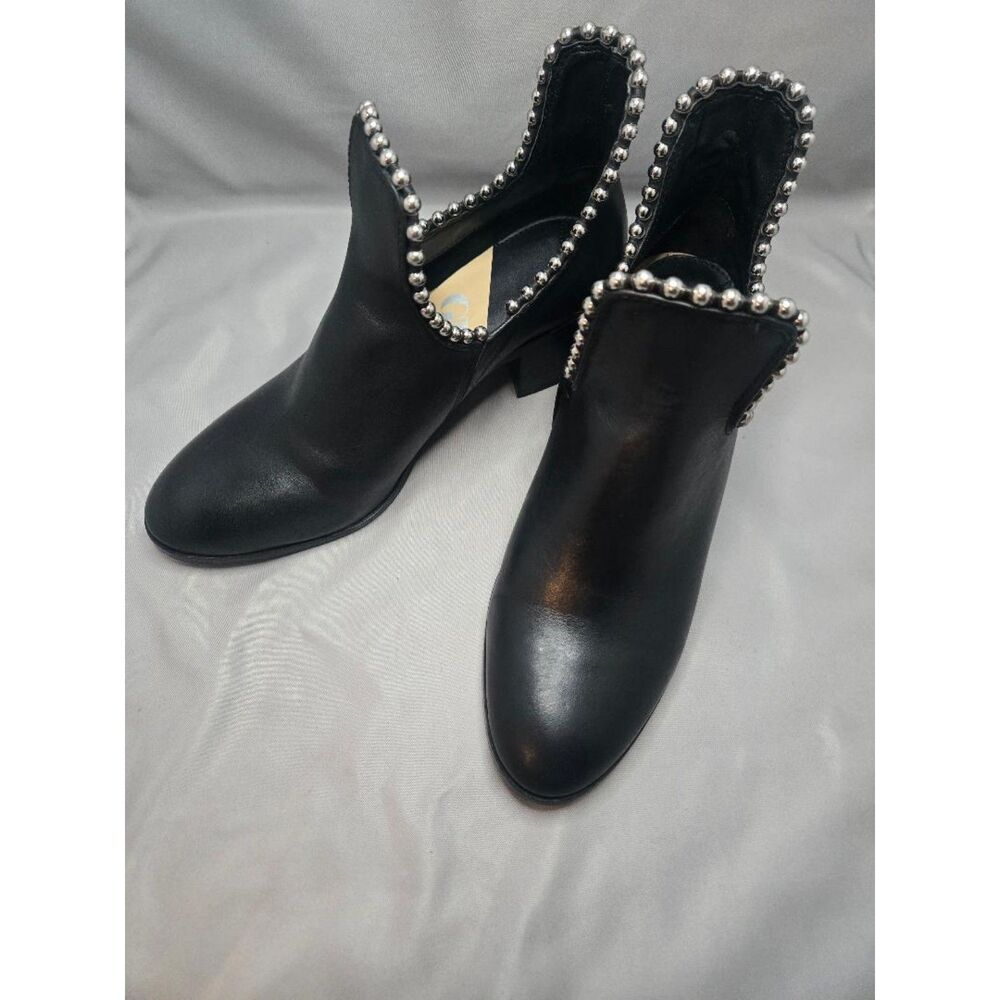 Gianni Bini Black Studded Cutout Ankle Booties Buckle Moto Boots Size 9